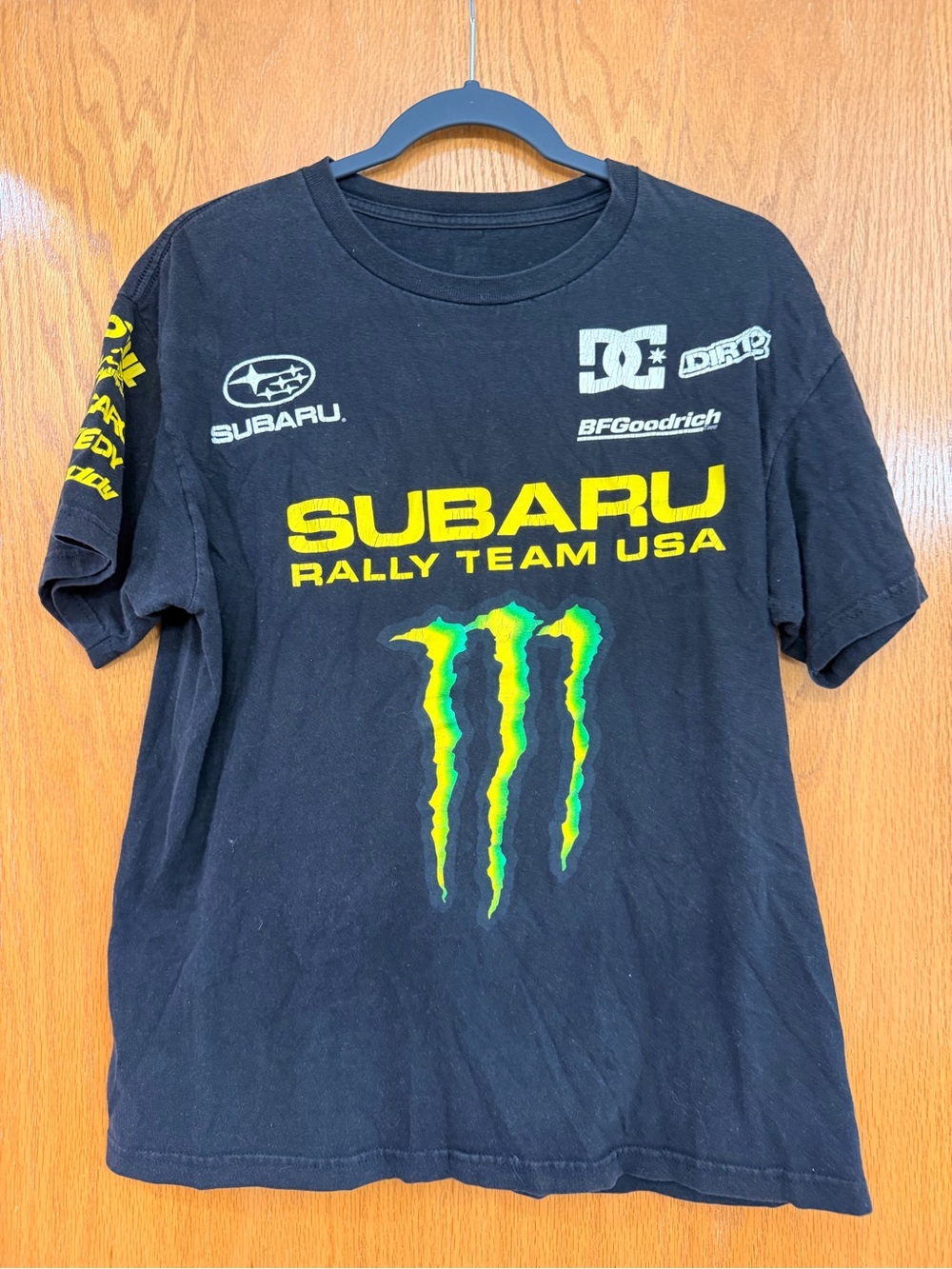 Subaru Rally Team USA Black Short Sleeve Tee with Monster Logo